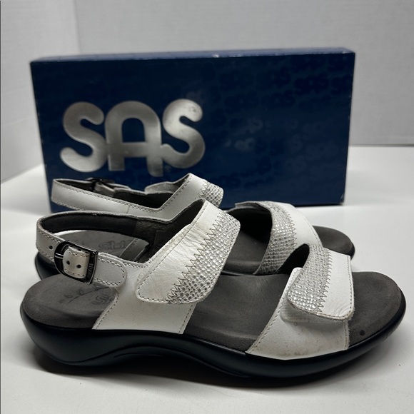 SAS Nudu Sandals Sling Back Comfort Open Toe Shoes White Women's Size 6 Wide - Picture 4 of 10